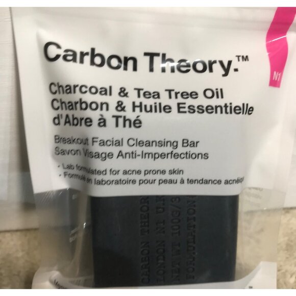 Carbon Theory Charcoal & Tea Tree Oil Facial Cleansing Bar 100g Acne Prone Skin - Picture 2 of 4